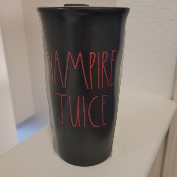 Rae Dunn Vampire Juice Mug 16oz Spellout Halloween Black And Red New Goth - Picture 1 of 6